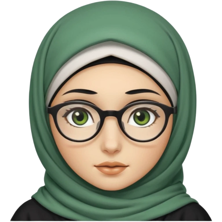 White hijabi girl with black eyes and black long hair white girl and black eyes wearing glasses and a white skin girl with curly honey hair and green eyes emoji