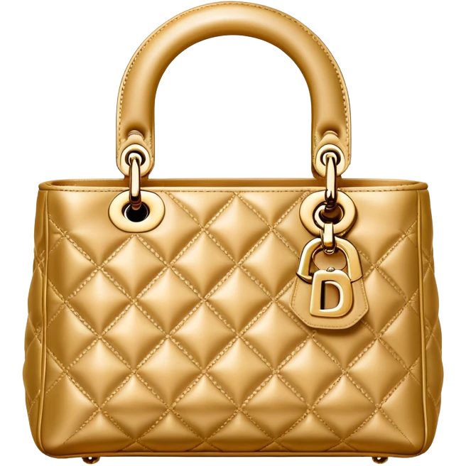 Lady Dior bag gold leather front emoji