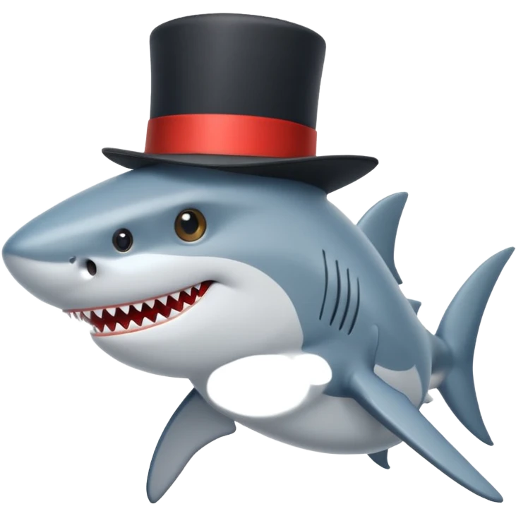 Shark with a top hat emoji
