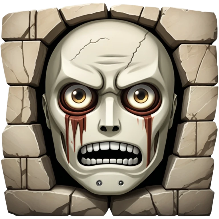 Colossal wall from Attack on Titan with giant faces embedded in it emoji
