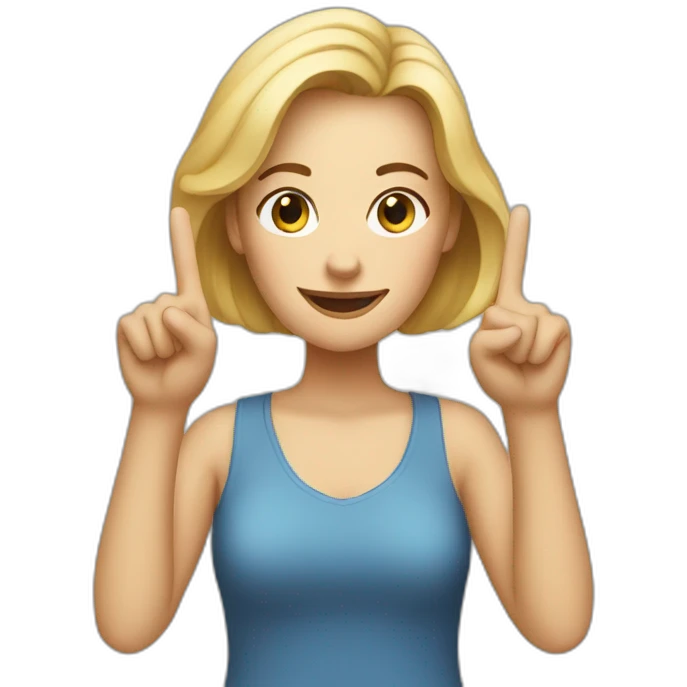white woman ups two fingers emoji