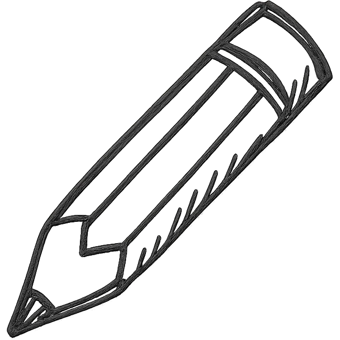 hand drawn outlined icon of a pencil, no fill emoji