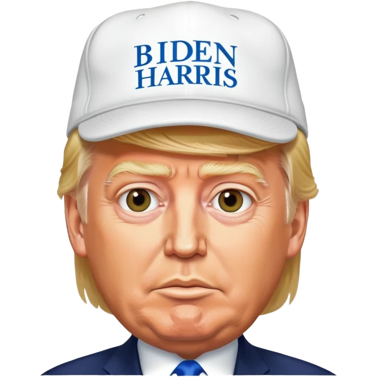 donald trump wearing a biden harris hat emoji