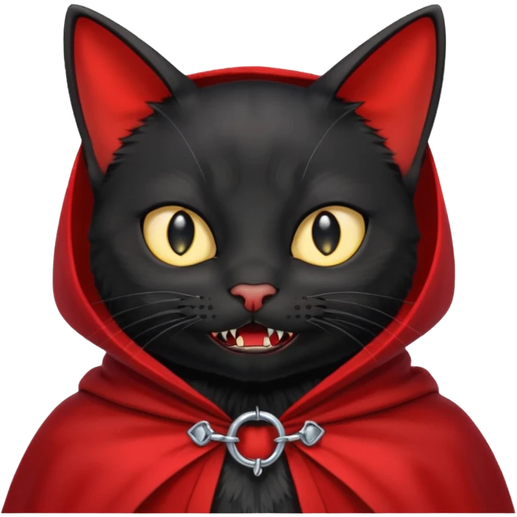 Vampire Pet, Black cat in red collar cloak emoji