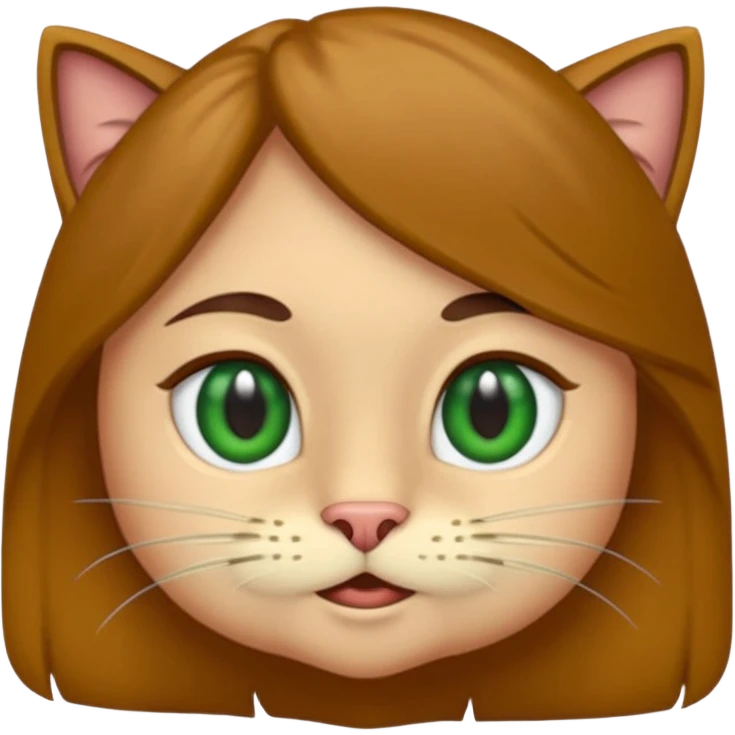 Crea un emoji donde salga un chico de pelo moreno con los ojos claros, una chica de pelo morena con los ojos marrones claros y UN gato europeo comun de pelaje marron oscuro y ojos verde claro, quiero que se esten abrazando el chico y la chica, y el gato este en el medio de los dos emoji