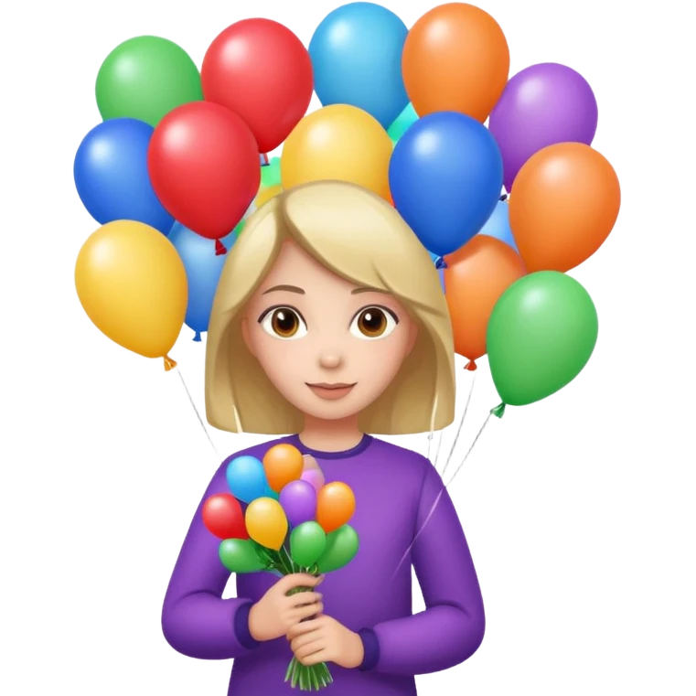 Girl with bouquet of balloons emoji