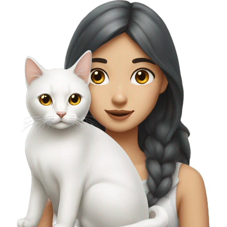 Lebanese girl with a White cat  emoji