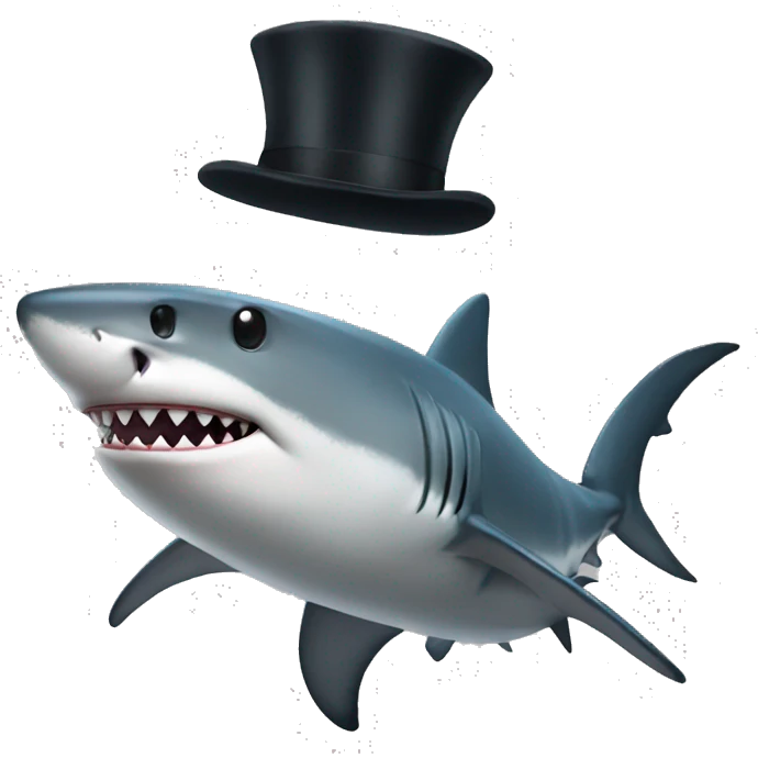 Shark with a top hat emoji