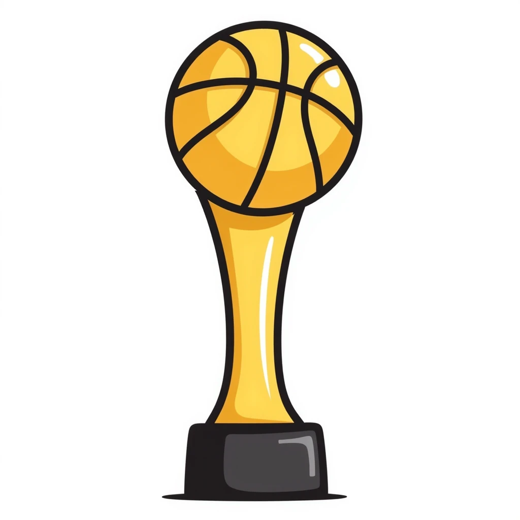 Hand-drawn golden basketball trophy emoji