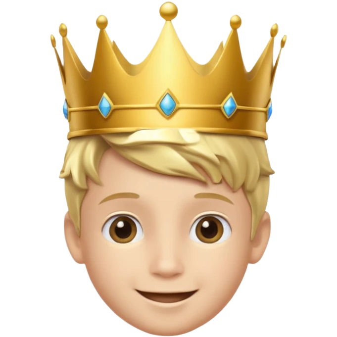 Royal Kid boy with fancy crown head 3d only face half rotate emoji