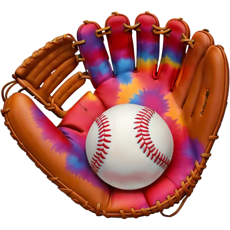 polka dot Baseball in a tie dye glove  emoji