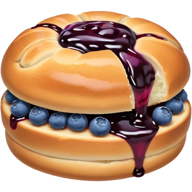 Make an emoji of a blueberry bun (small) that's broken off a bit so you can see the blueberry jam emoji