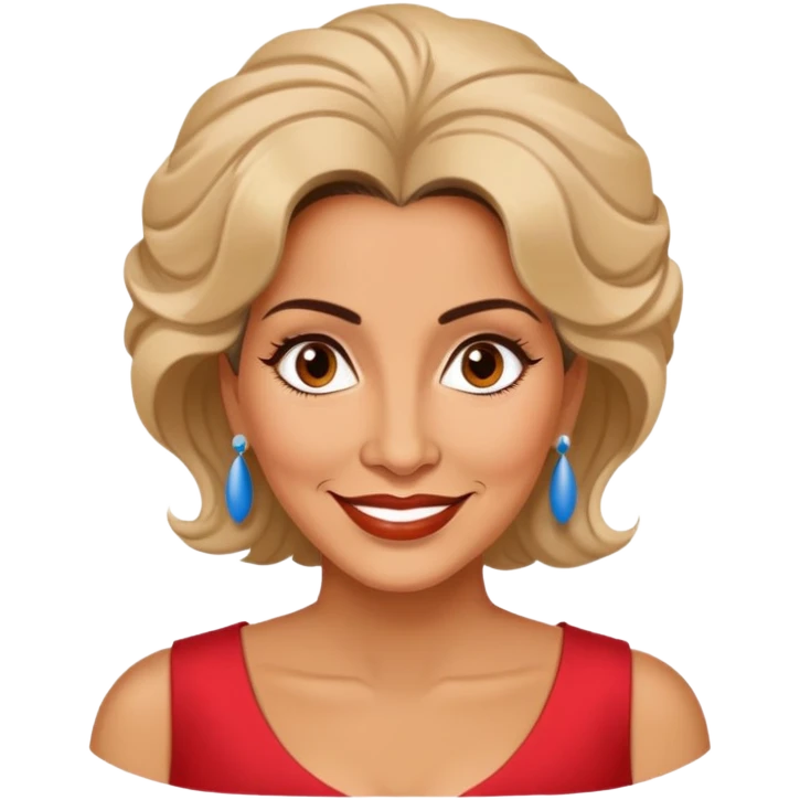 Famous Puerto Rican actress Marian Pabón with her distinctive hairstyle, warm smile, expressive eyes, middle-aged woman emoji