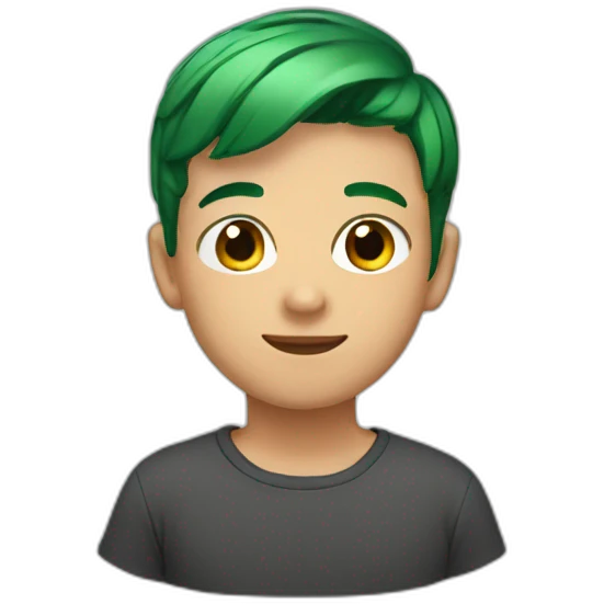 boy with green  short hair and brown eyes emoji