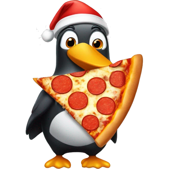 Pingvin pizzát eszik emoji