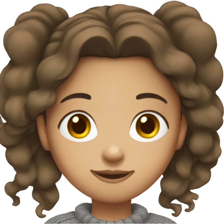 winter, christmas, hispanic, long brown hair, girl, brown eyes, child, full body, grey sweater emoji