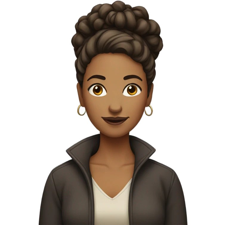 brown woman with sort curly hair in a bun kind of aged emoji