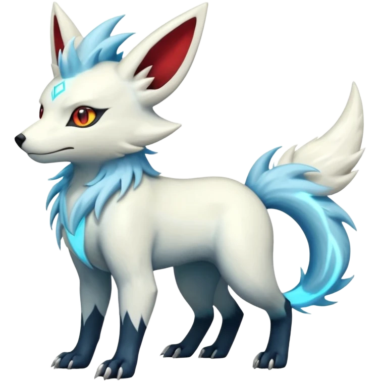White albino pastel divine holy legendary epic ethereal fantasy cyperpunk futuristic feral Zangoose-Manectric-Luxray-Umbreon-Vaporeon-Amaura-Electrike-fusion-creature  emoji