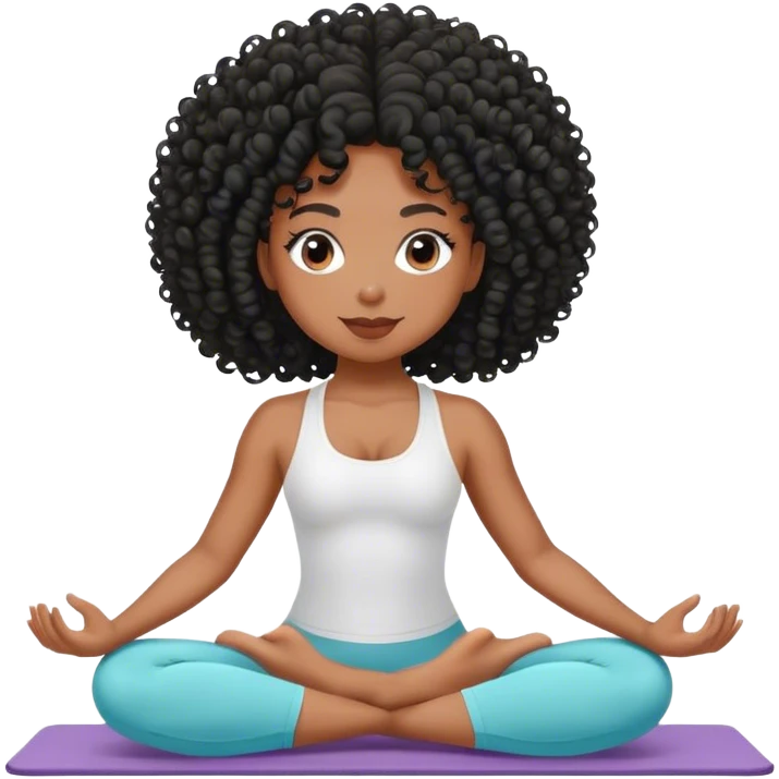Black girl with curly hair doing Pilates  emoji