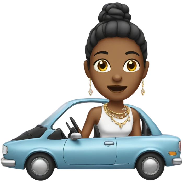 girl in car with jewelry emoji
