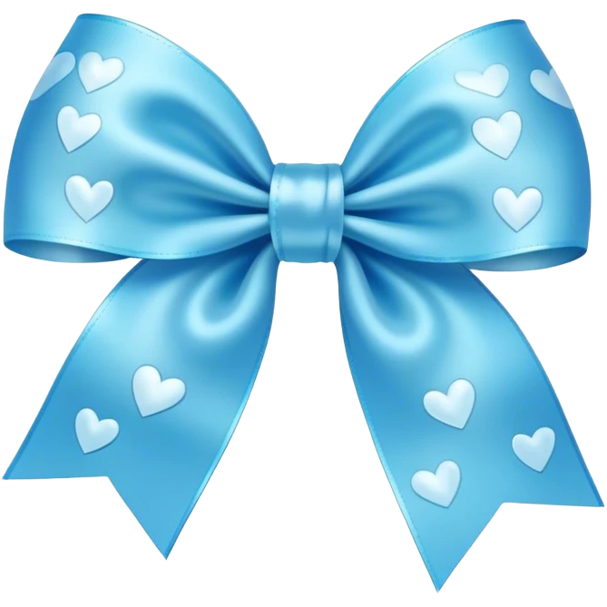 light blue bow with little light blue hearts around it emoji