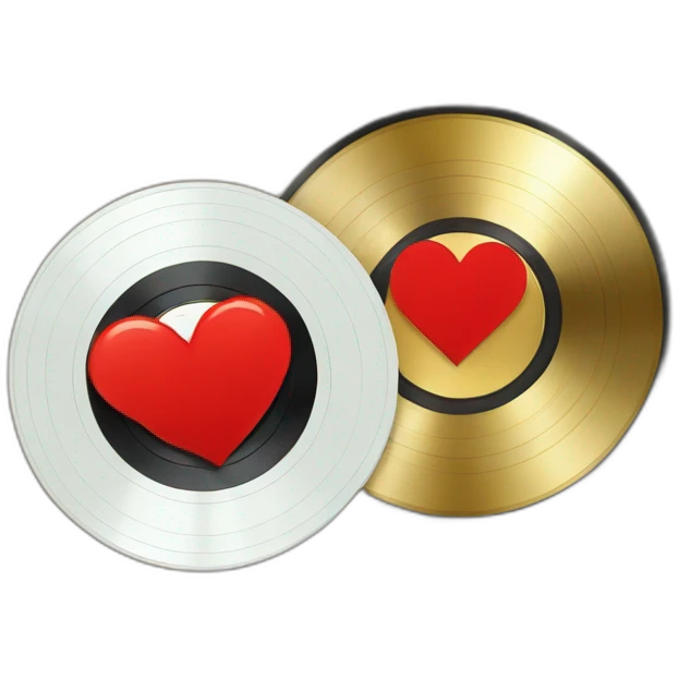 Vinyl record with a red heart  emoji