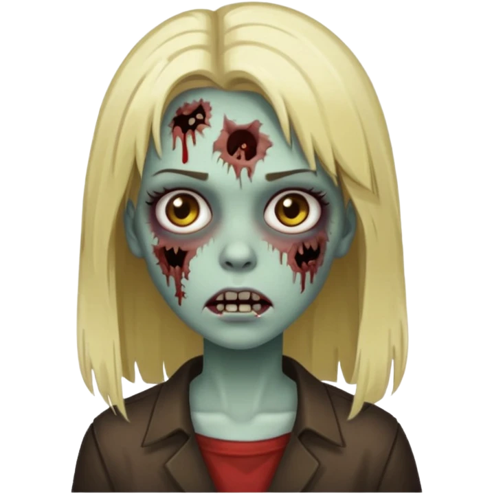 faça uma menian zumbi com o cabelo liso castanho escuro com algumas mechas loiras emoji