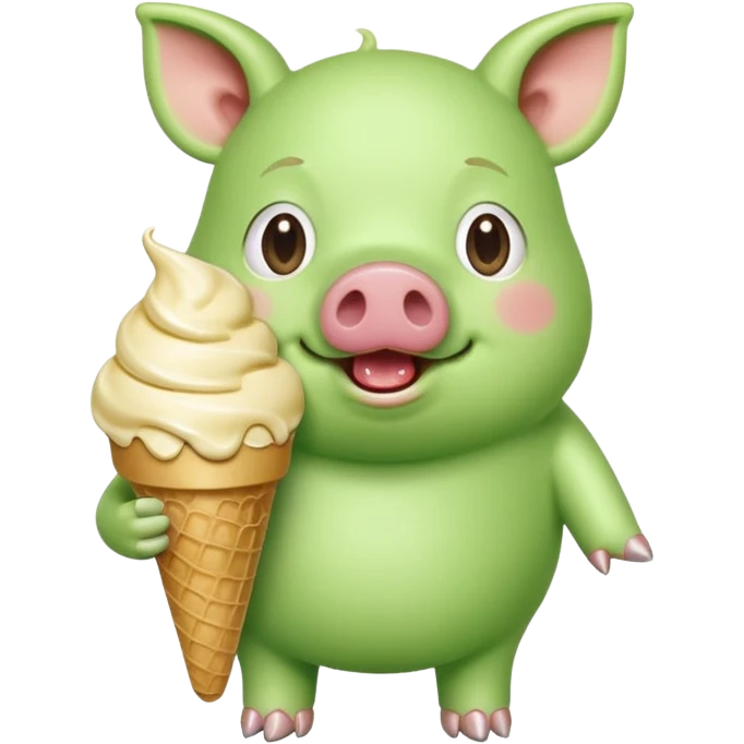 green pig with ice cream emoji