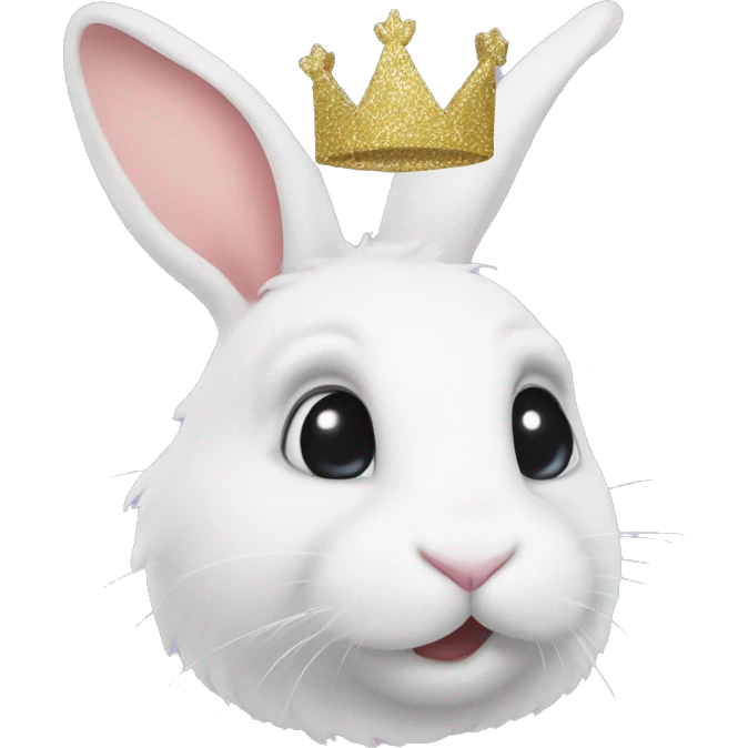 White rabbit with a glitter crown  emoji