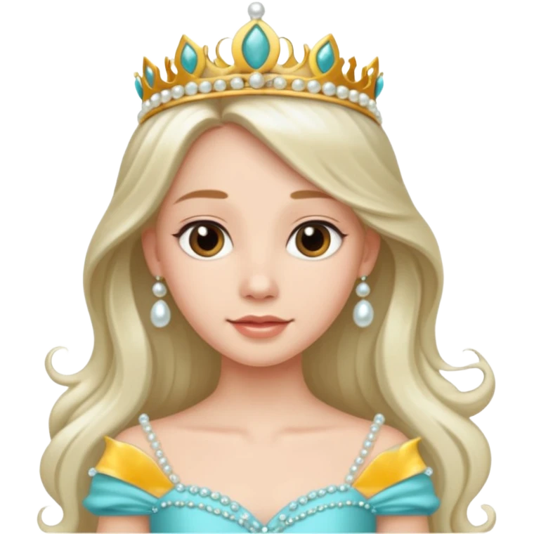 Princess – pearl tiara + aqua dress. emoji