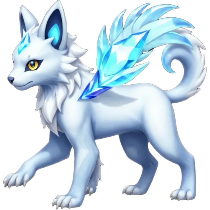 Aquatic boreal boreal-lupus-Lunaray-Manectric-Absol-Luxray-Bobcat-Fakémon-fusion-animal-creature, full body  emoji