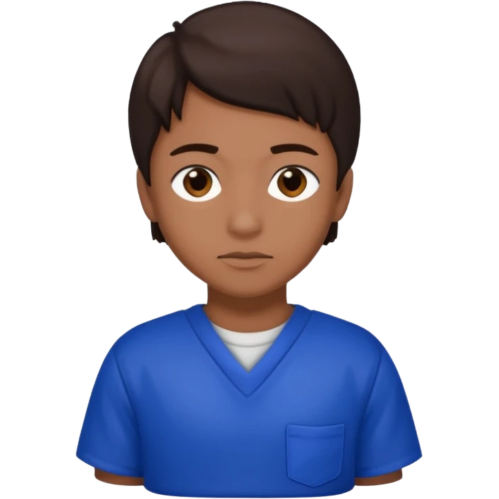 Dre from Lockdown with dre skin, brown eyes, dark brown hair , cobalt blue inmate outfit  emoji