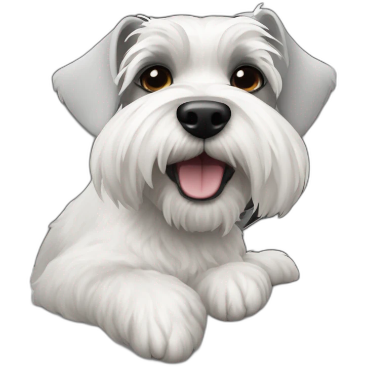 Back and white Zwergschnauzer in a white VW Bus emoji