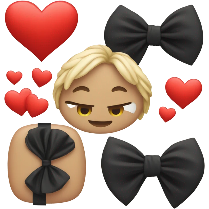 a red heart emoji with a black bow wrapped around it emoji
