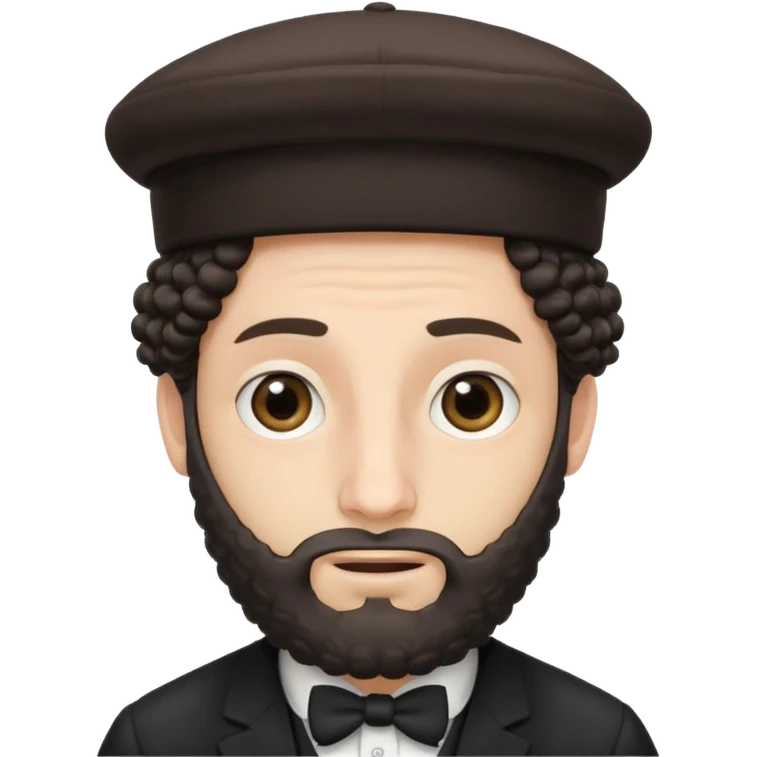 Hasidic Jewish man emoji, wearing a kippa, with curly side locks, neutral expression, simple background emoji
