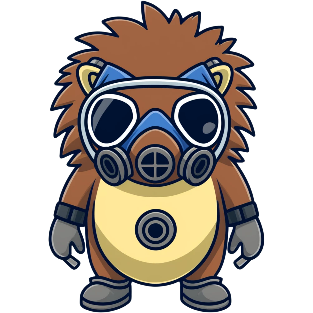 hedgehog wearing a gas mask emoji