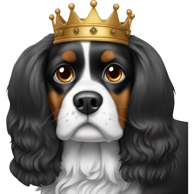 king charles caviler dog black and white emoji