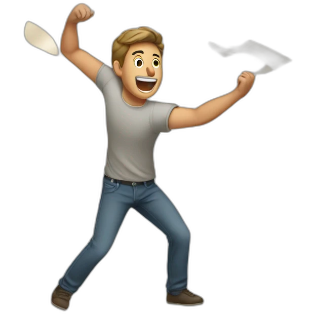 men throwing paper emoji