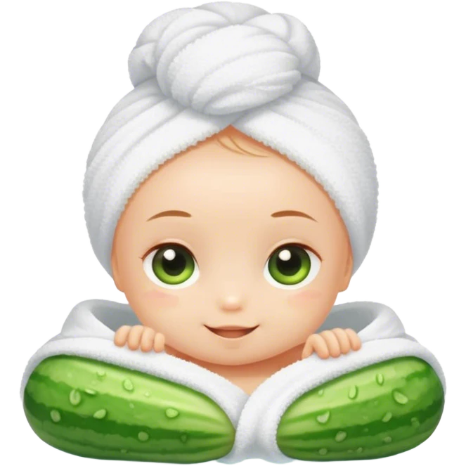 Baby spa day cucumber eyes  emoji