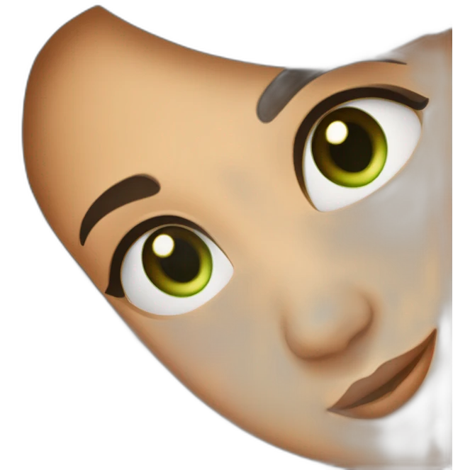 Fille brune au yeux vert et au cheveux brun lisse emoji