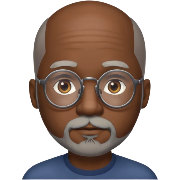 African american male, bald, gray beard. Round face, glasses emoji