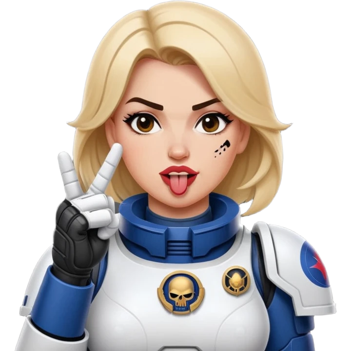 woman space marine crossed out middle finger and face with tongue out wink eye emoji