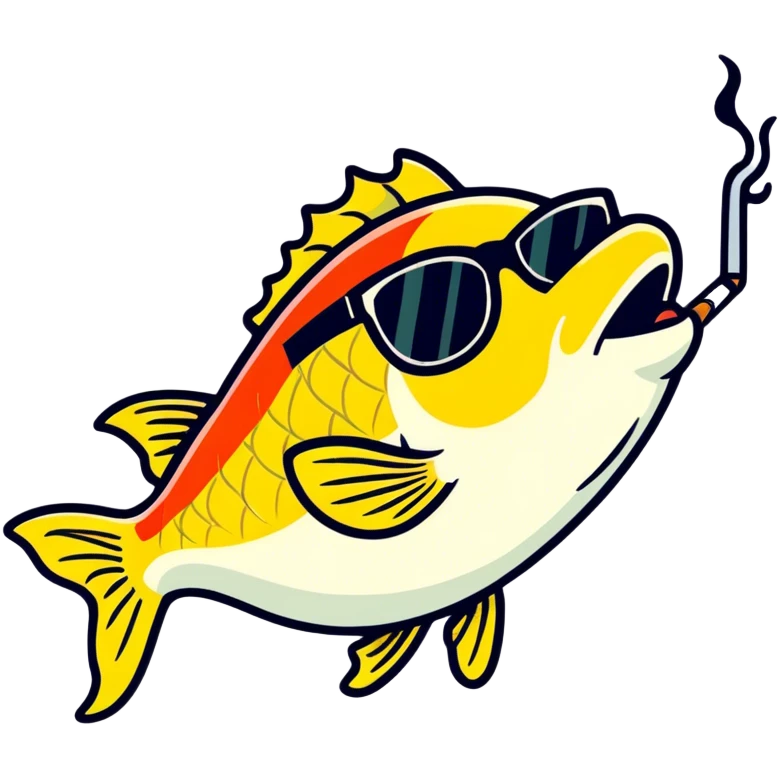 Fish smoking a blunt with sunglasses  emoji