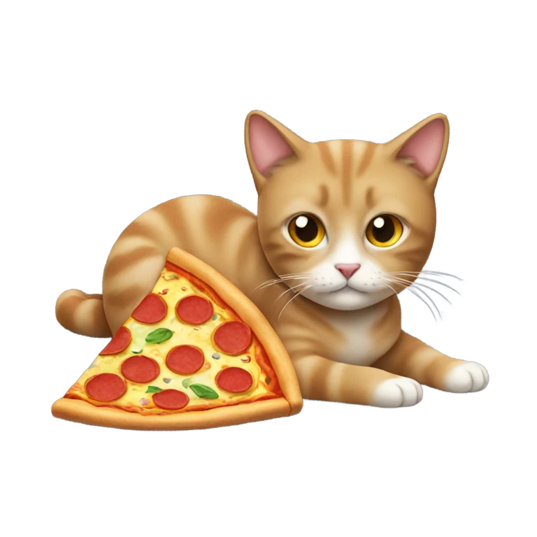 Cat eating pizza emoji