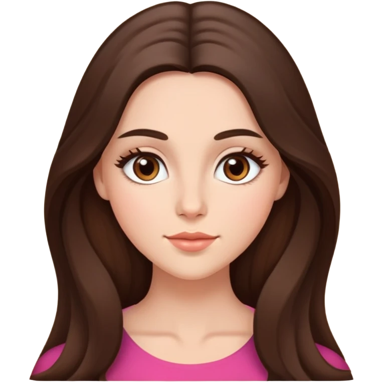 Prettyish, brunette with brown almond shaped eyes and long hair with rosy cheeks emoji