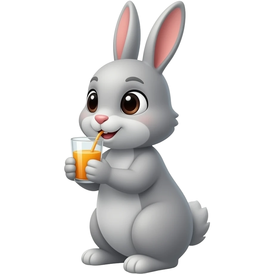 10. Then, grey bunny drinks a glass of orange juice. 🐰 emoji
