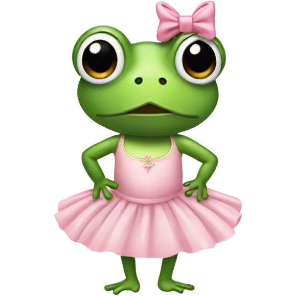 Frog with ballerina dress and bow emoji