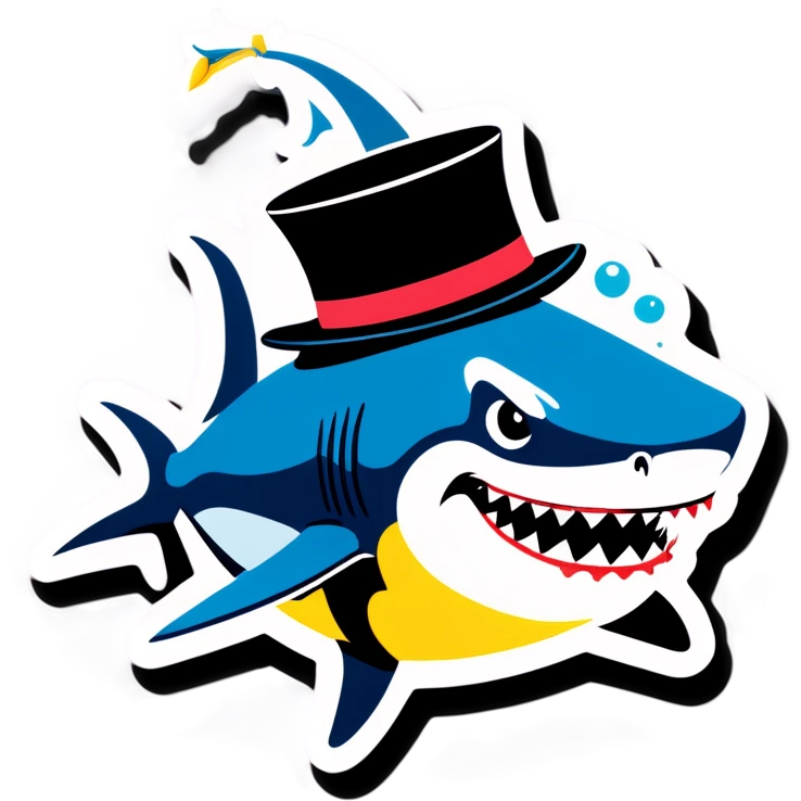 Shark with a top hat emoji