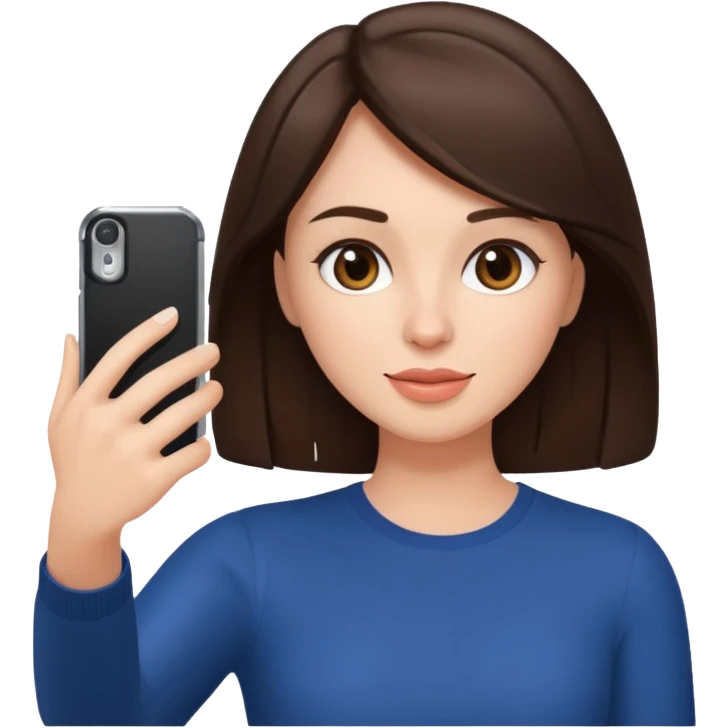 Brunette influencer woman taking selfie emoji