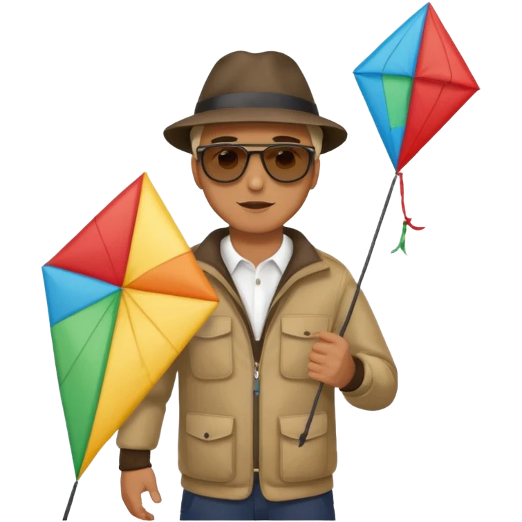 man with kite,Kite Flyers, big kite. emoji